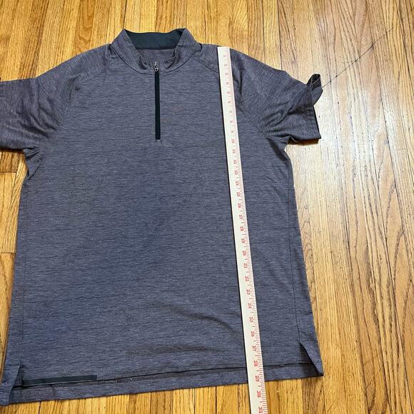Lululemon Shirt Mens Large ? Switchback 1/4 Zip Purple Striped Short Sleeve - Picture 7 of 7